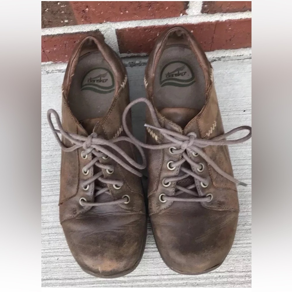 Dansko Krista Women Brown Oxford Lace Up Clog Shoes Size 38